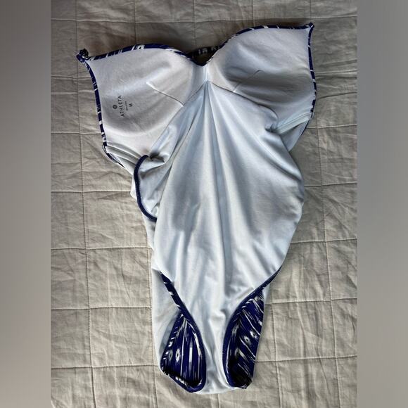 Athleta Vibrant Blue & White Amalfi Ikat Print One Piece Swimsuit - Medium - Picture 5 of 13